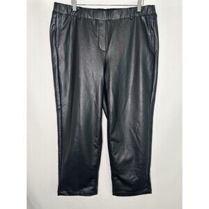 J Jill Black Vegan Faux Leather Pants‎ Pull On Micro Fleece Lined Women's XL